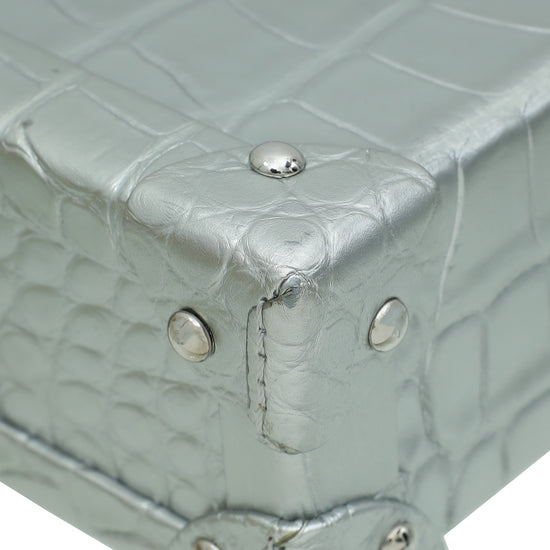 Load image into Gallery viewer, Louis Vuitton Silver Alligator Petite Malle Bag
