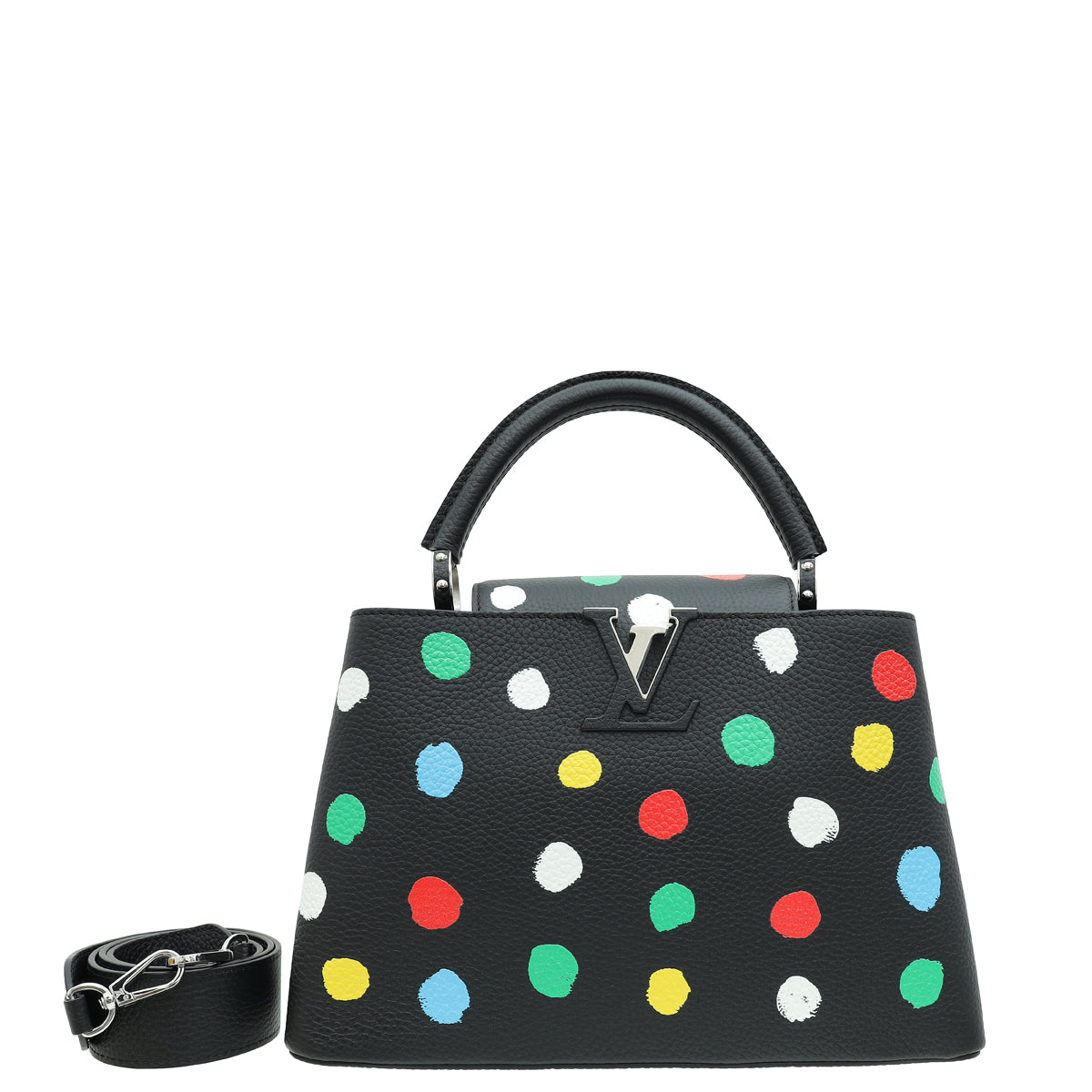Louis Vuitton Black X YK Capucines MM Painted Dots Bag-Louis Vuitton-THE CLOSET