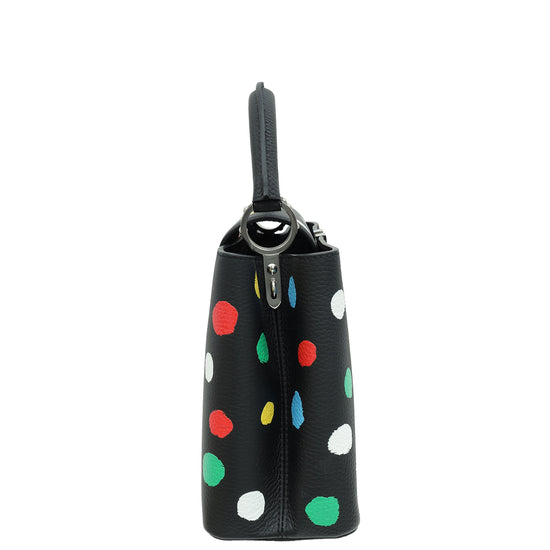 Louis Vuitton Black X YK Capucines MM Painted Dots Bag