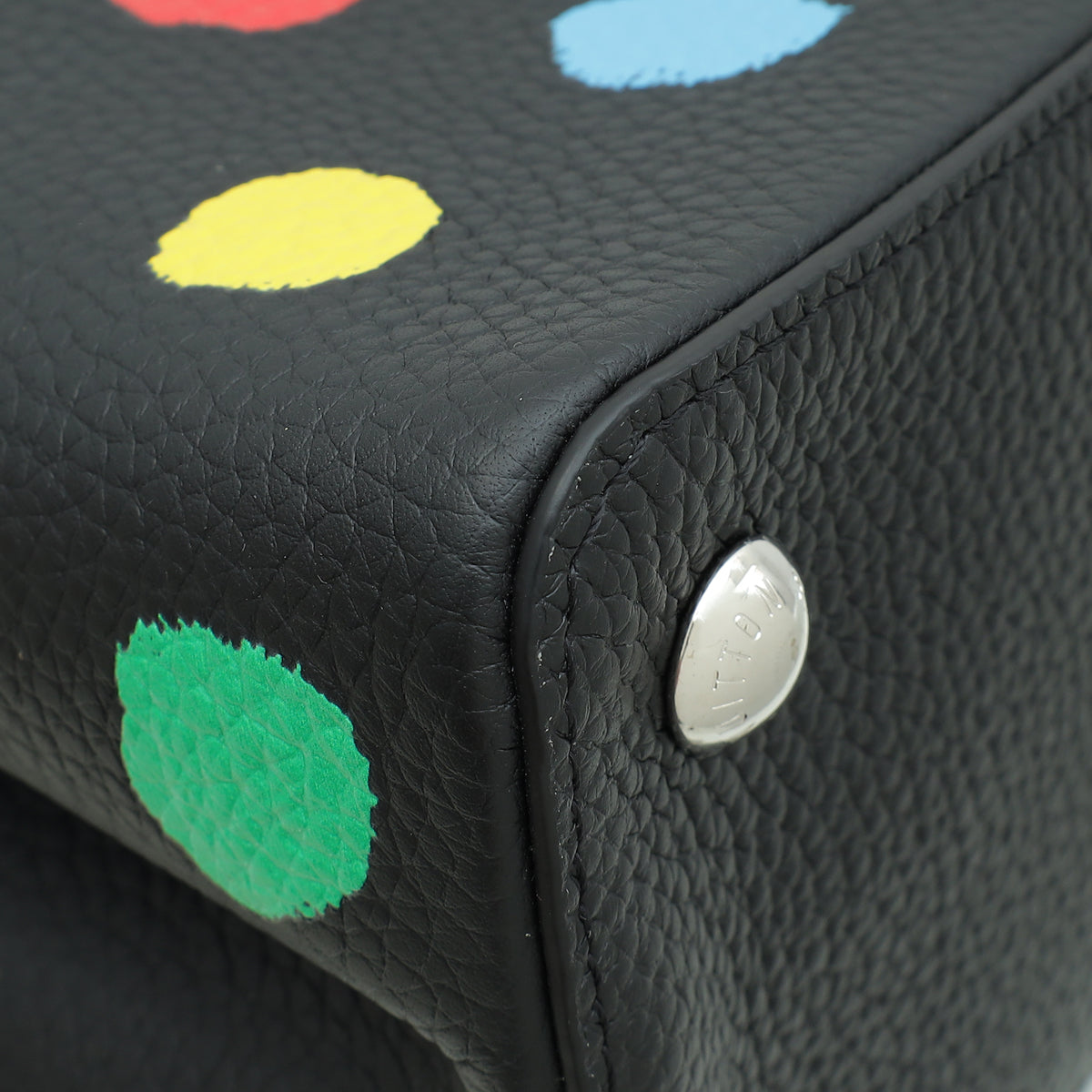 Louis Vuitton Black X YK Capucines MM Painted Dots Bag