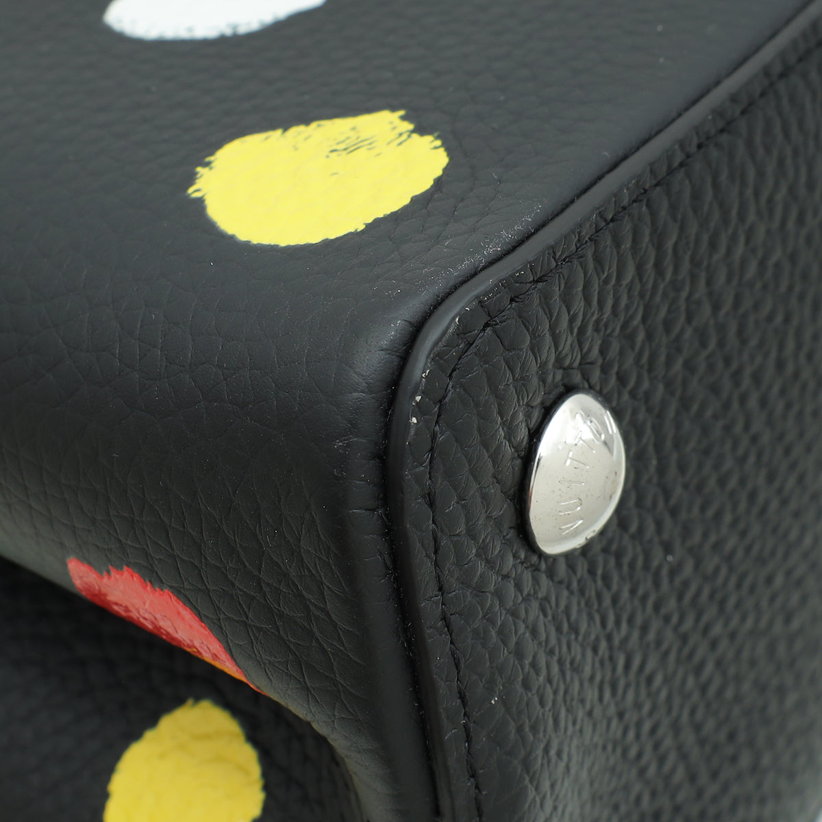 Louis Vuitton Black X YK Capucines MM Painted Dots Bag