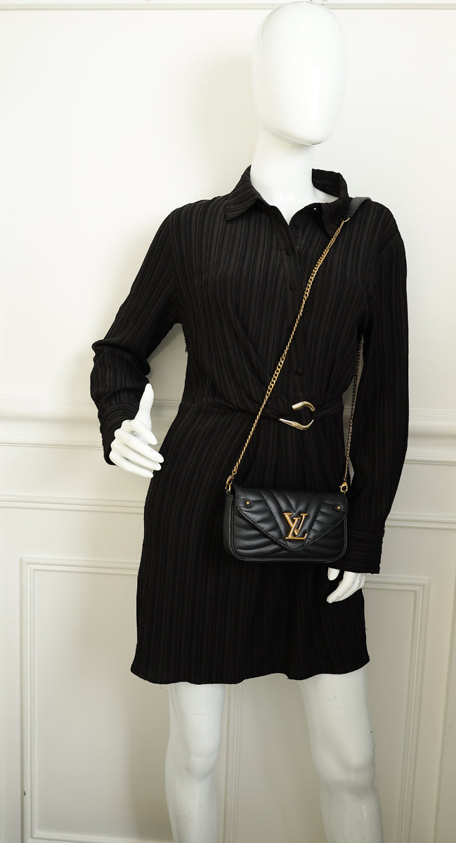 バッグ 2024 December Jacquard Chain Pochette Louis Vuitton Black New Wave Chain Pochette – THE CLOSET
