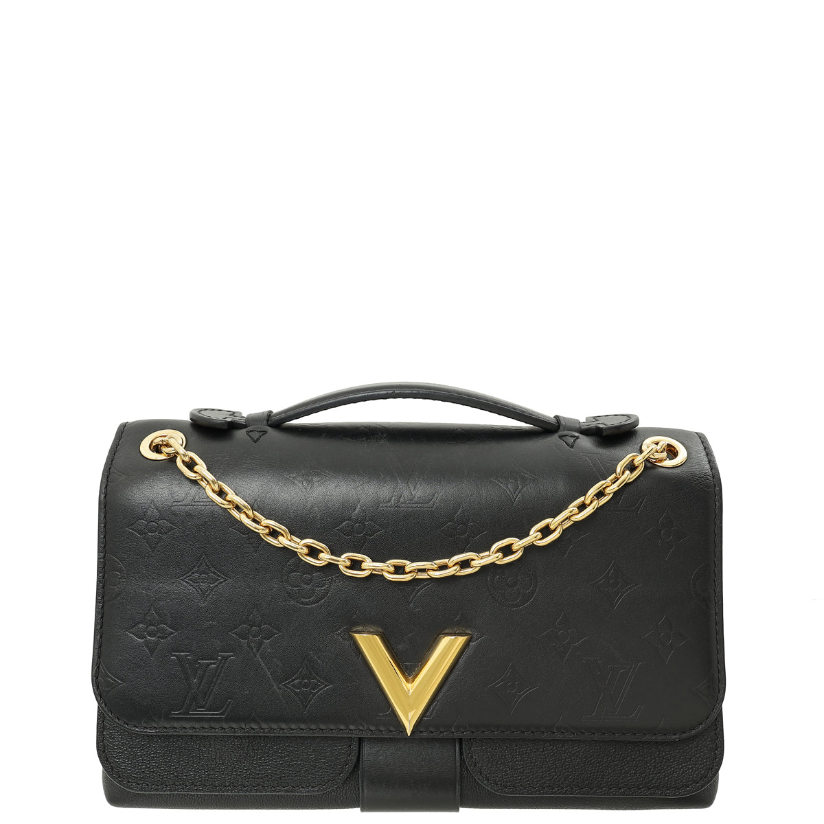 Louis Vuitton Black Monogram Cuir Plume Ecume Very Chain Shoulder Bag-Louis Vuitton-THE CLOSET