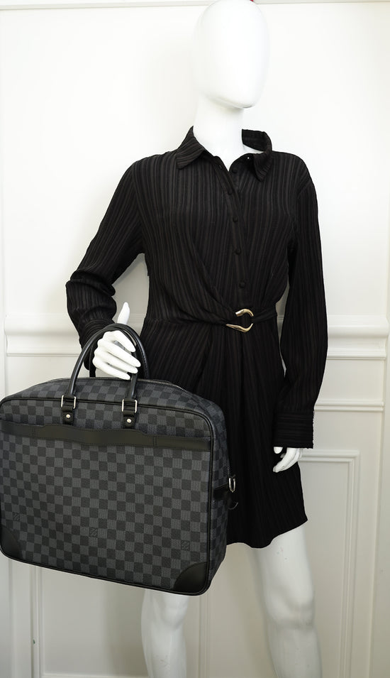 Louis Vuitton Black Damier Graphite Porte Documents Voyage Briefcase w/ Initials A.Mg