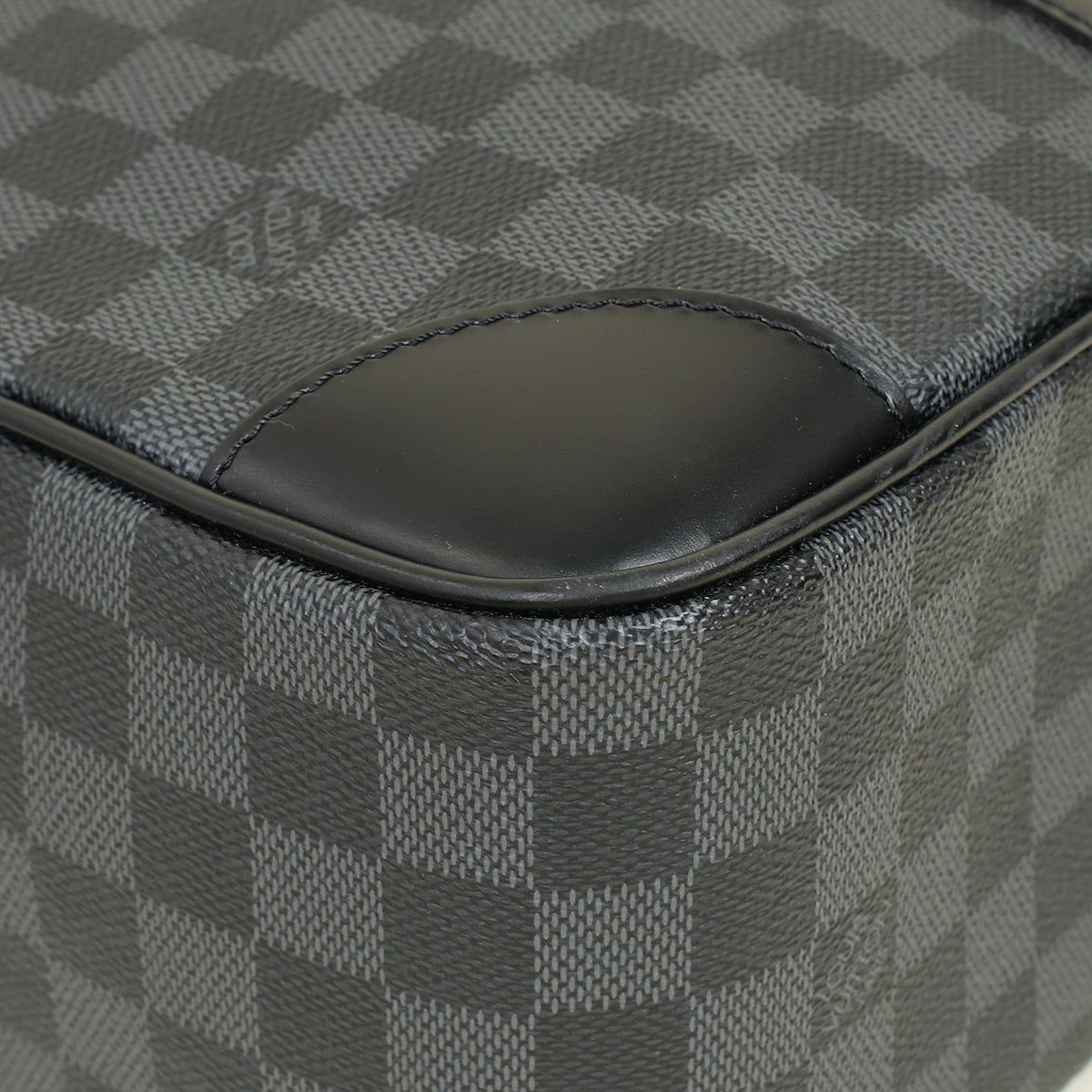 Louis Vuitton Black Damier Graphite Porte Documents Voyage Briefcase w/ Initials A.Mg