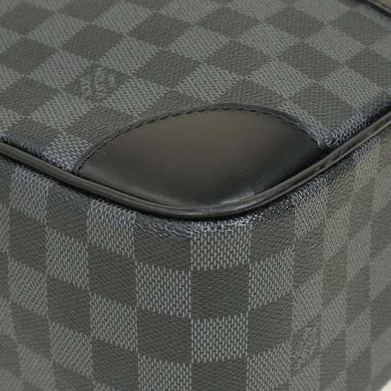 Louis Vuitton Black Damier Graphite Porte Documents Voyage Briefcase w/ Initials A.Mg
