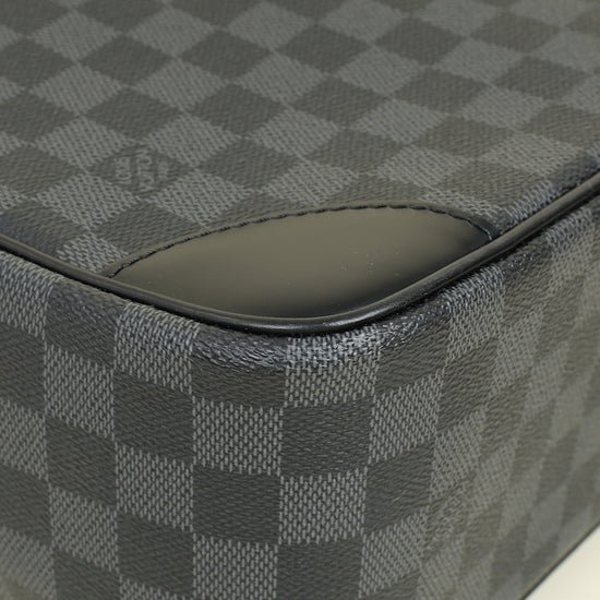 Louis Vuitton Black Damier Graphite Porte Documents Voyage Briefcase w/ Initials A.Mg