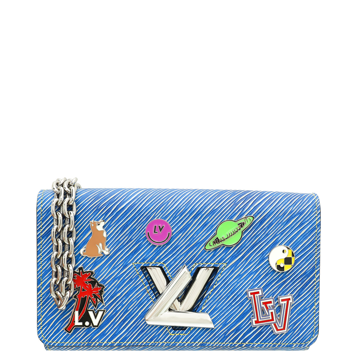 Louis Vuitton Blue Denim Charms Twist Wallet On Chain-Louis Vuitton-THE CLOSET