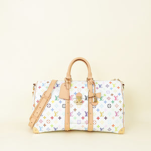 Louis Vuitton White Multicolored x TM Keepall Bandouliere 45 Bag