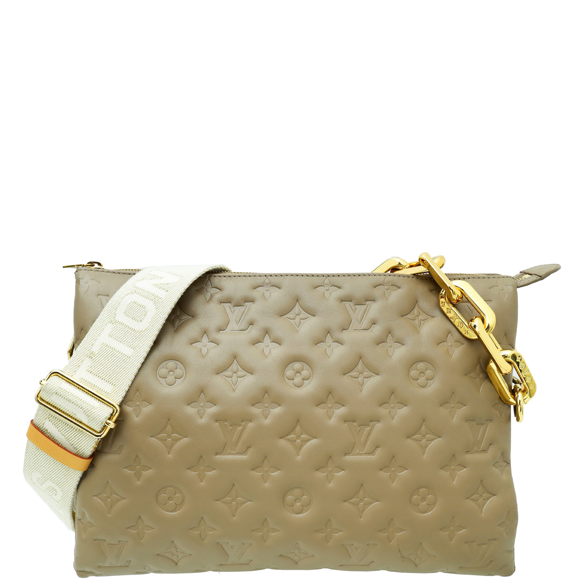 Louis Vuitton Taupe Puffy Monogram Embossed Coussin MM Bag-Louis Vuitton-THE CLOSET