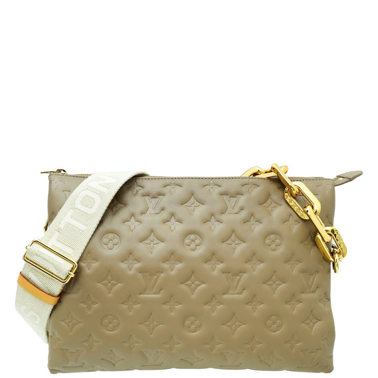 Louis Vuitton Taupe Puffy Monogram Embossed Coussin MM Bag
