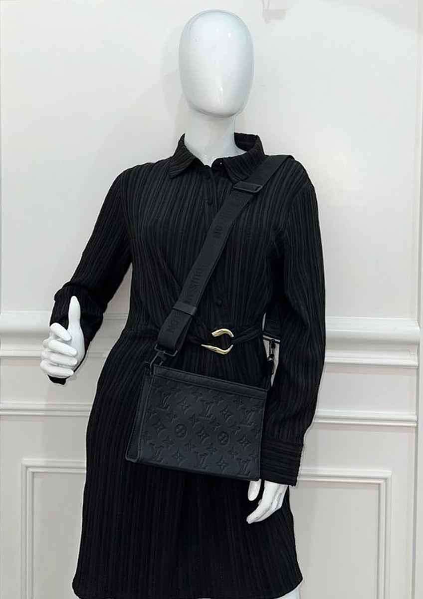 Louis Vuitton Black Monogram Shadow Embossed Gaston Wearable Wallet
