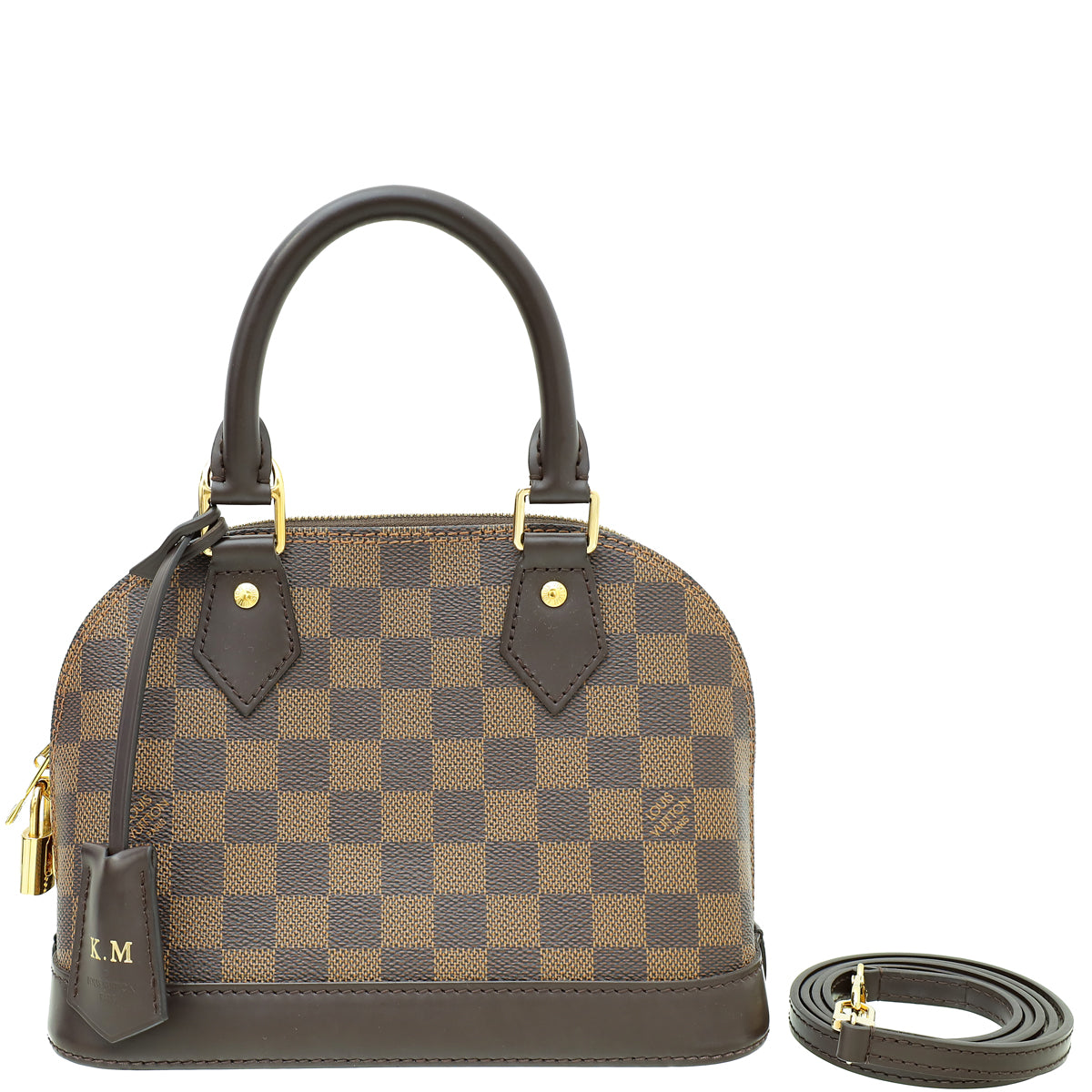 Louis Vuitton Damier Ebene Alma BB Bag/W/K.M INITIAL-Louis Vuitton-THE CLOSET