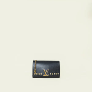 Louis Vuitton Black Studded Chain Louise Clutch Bag