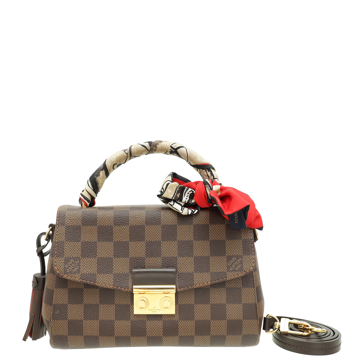 Louis Vuitton Damier Ebene Croisette Bag W/ Twilly-Louis Vuitton-THE CLOSET