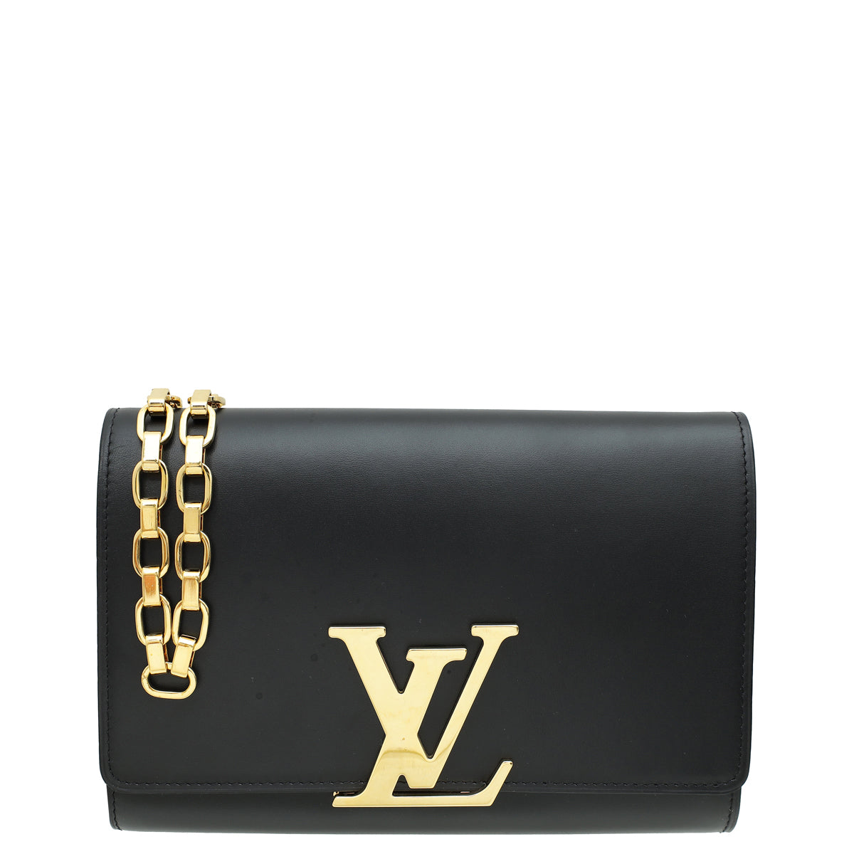 Louis Vuitton Black Louise Matte Chain Clutch-Louis Vuitton-THE CLOSET