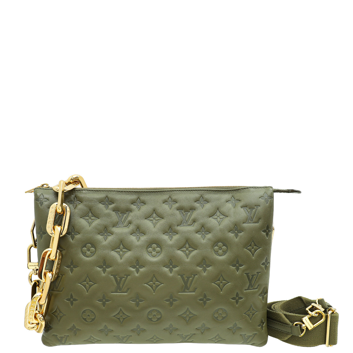 Louis Vuitton Khaki Puffy Monogram Embossed Coussin MM Bag-Louis Vuitton-THE CLOSET