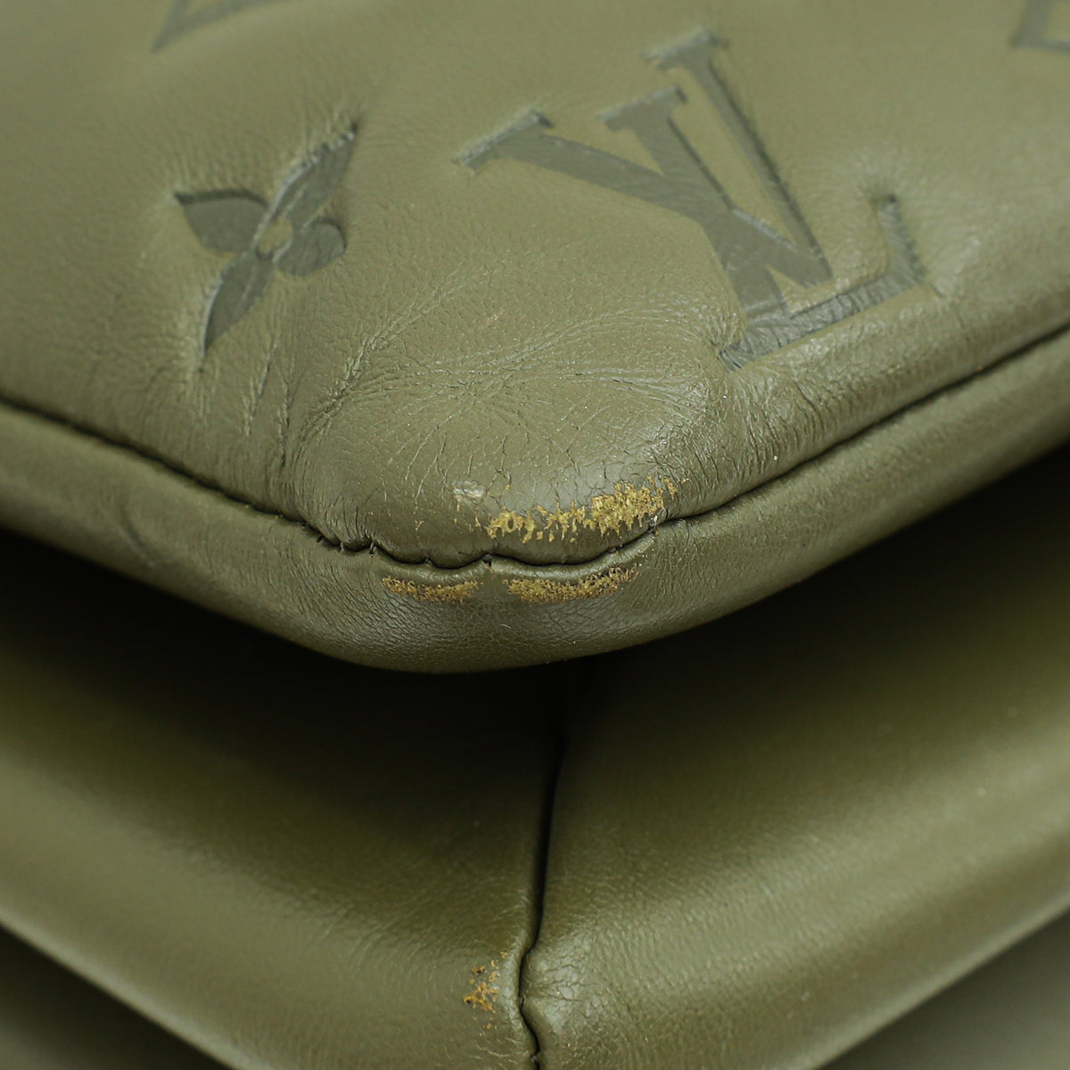 Louis Vuitton Khaki Puffy Monogram Embossed Coussin MM Bag