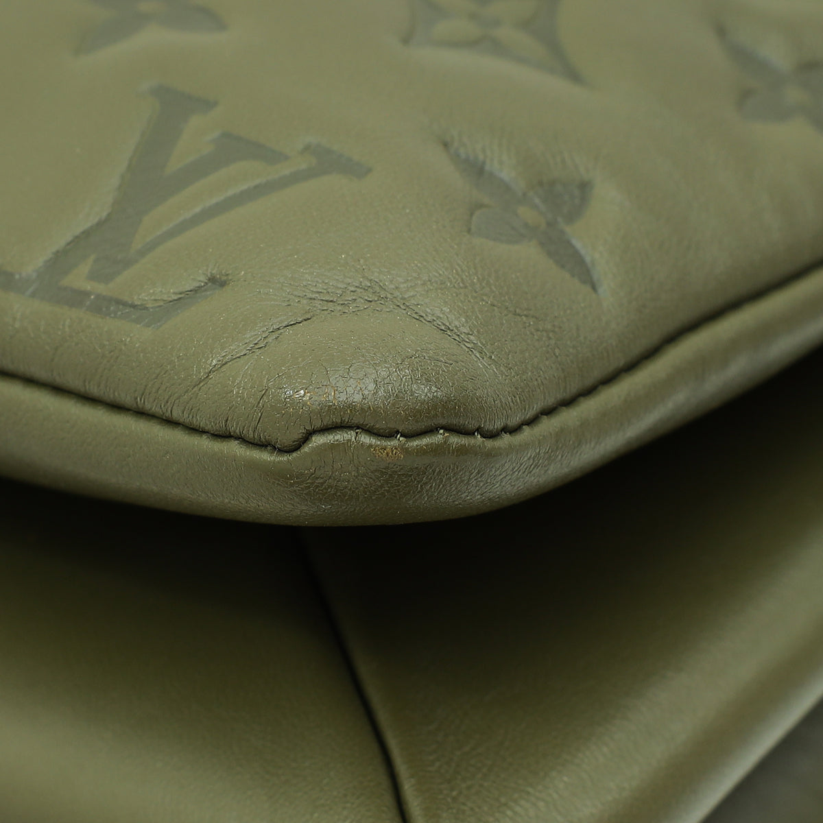Louis Vuitton Khaki Puffy Monogram Embossed Coussin MM Bag