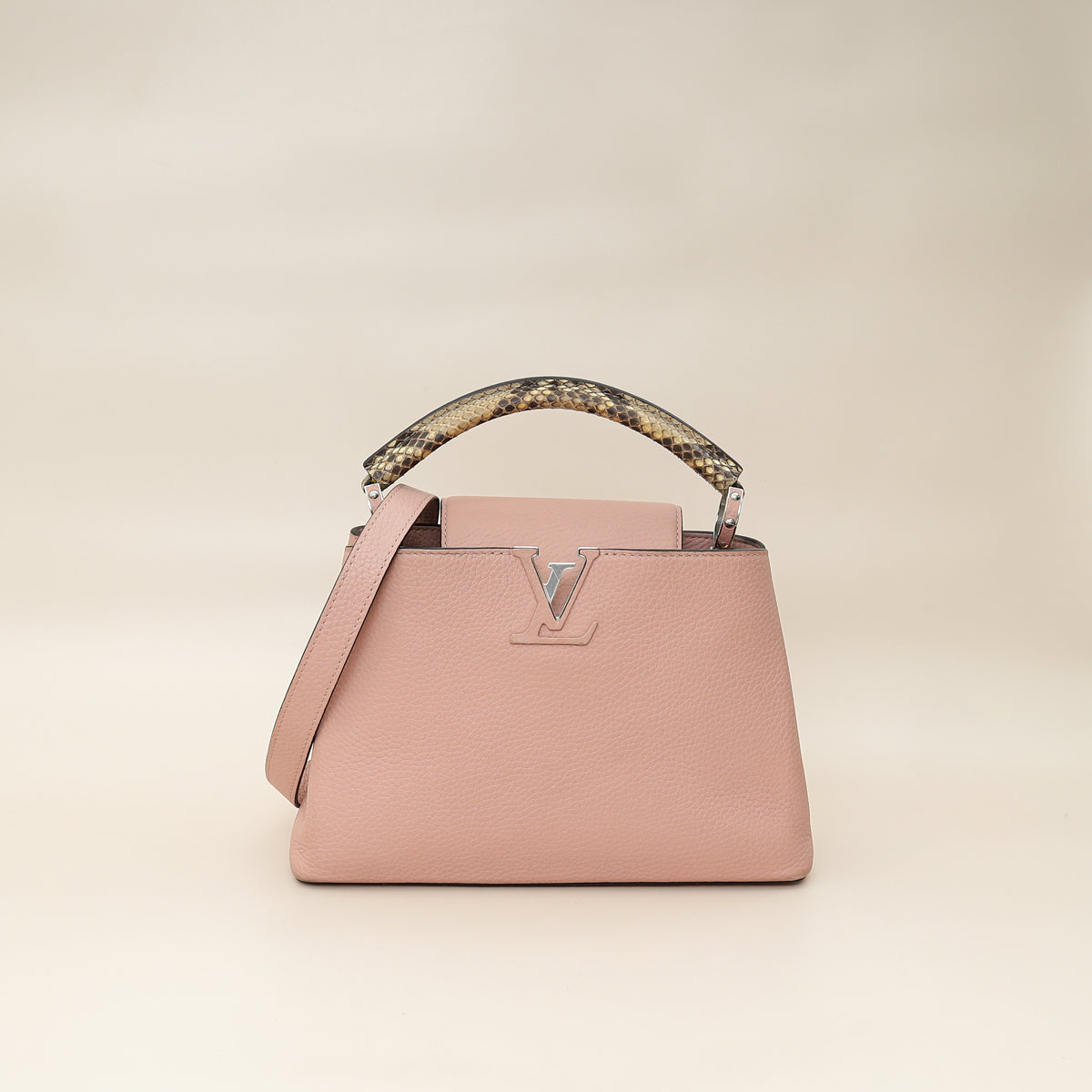 Louis Vuitton Rose Ballerine Capucines BB Python Handle Bag-Louis Vuitton-THE CLOSET