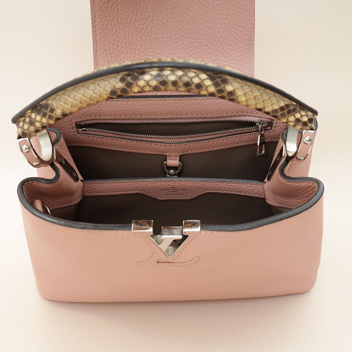 Louis Vuitton Rose Ballerine Capucines BB Python Handle Bag