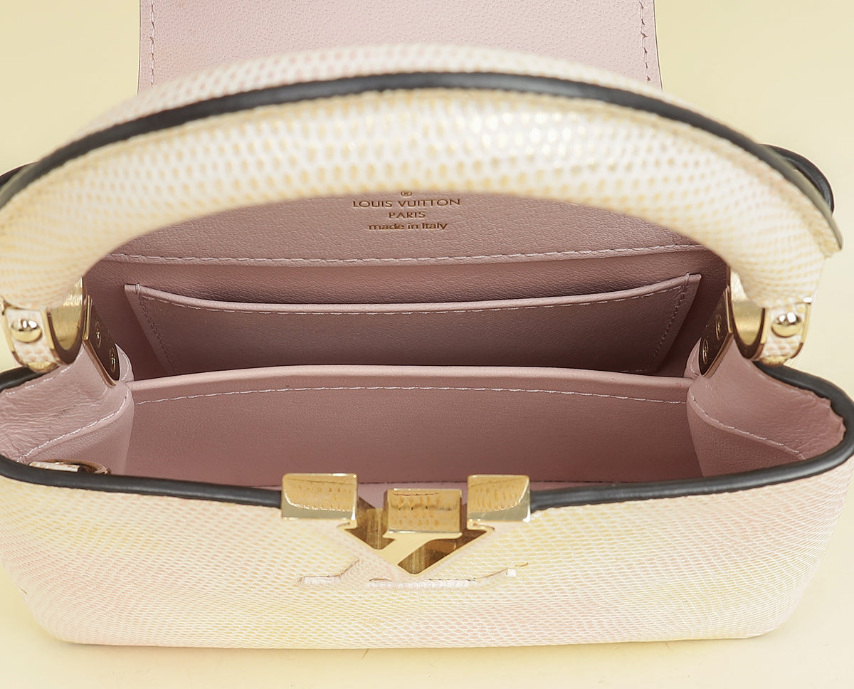 Louis Vuitton Metallic Pink Cream Capucines Mini Karung Bag