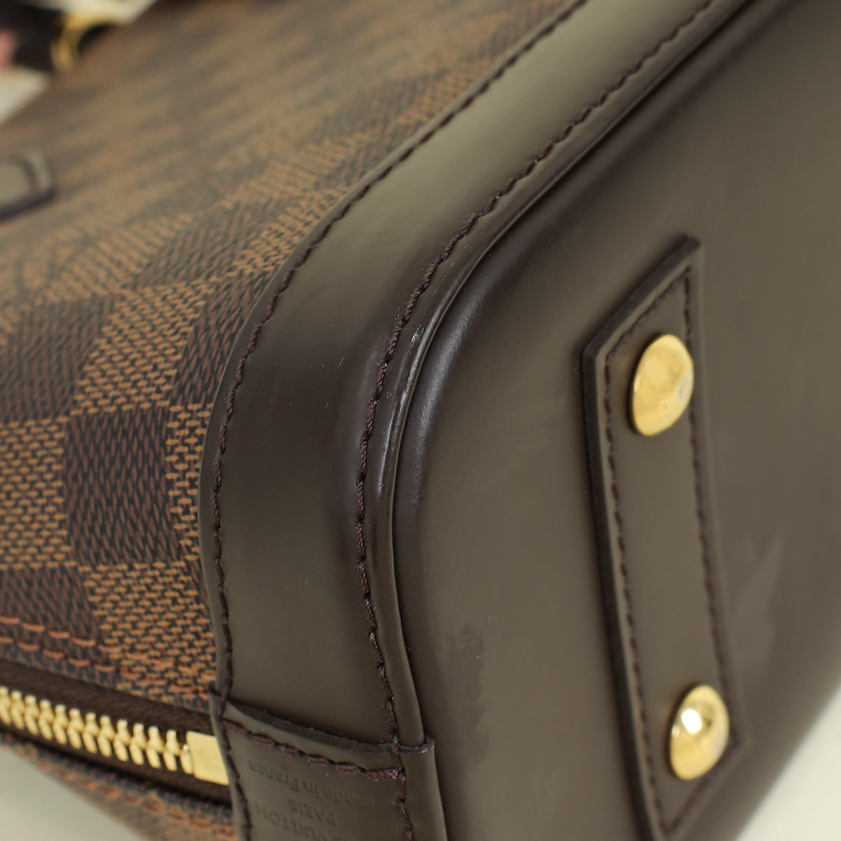 Louis Vuitton Damier Ebene Alma BB Braided Handle Bag