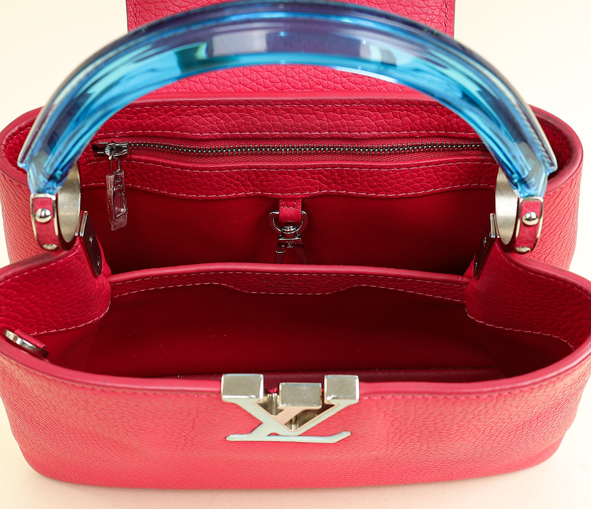 Louis Vuitton Dark Fuschia Capucines BB Resin Handle Bag