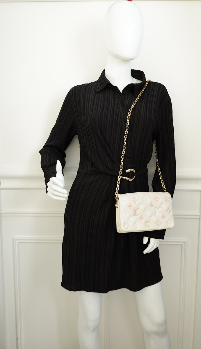 Louis Vuitton Creme Monogram-Embossed Pochette Coussin Bag