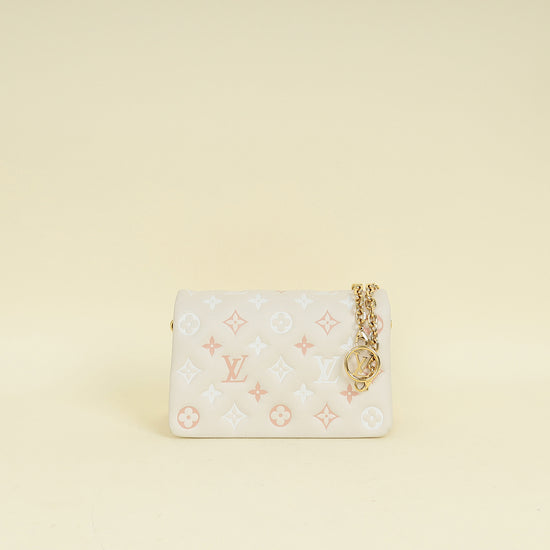 Louis Vuitton Creme Monogram-Embossed Pochette Coussin Bag