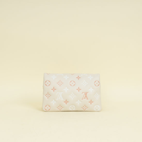 Louis Vuitton Creme Monogram-Embossed Pochette Coussin Bag