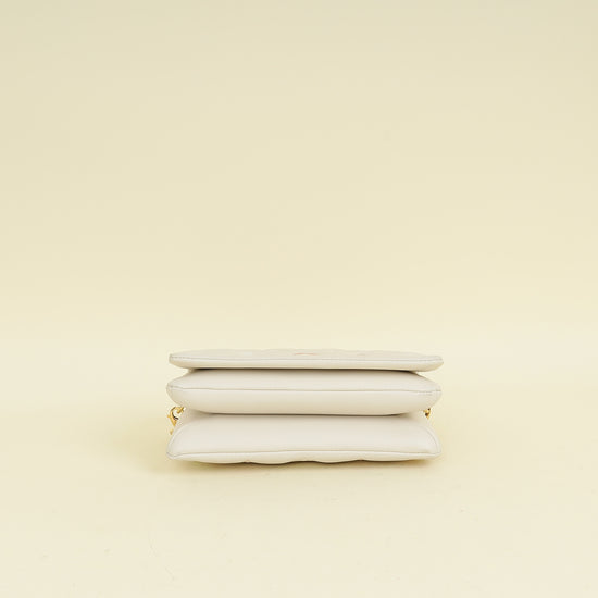 Louis Vuitton Creme Monogram-Embossed Pochette Coussin Bag