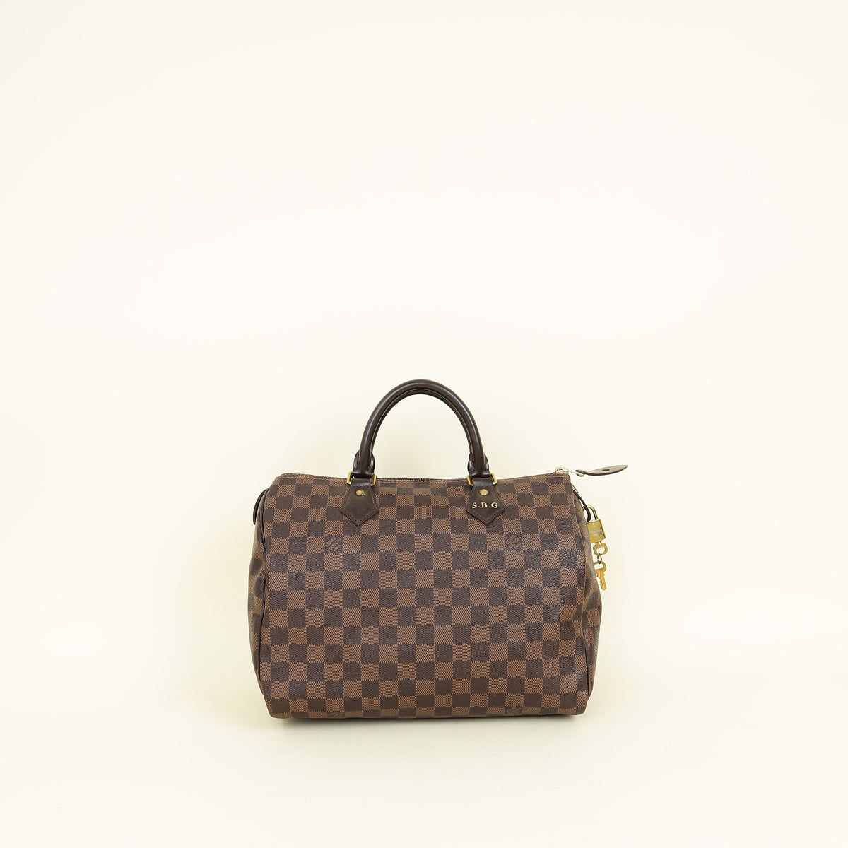 Louis Vuitton Brown Damier Speedy 30 Bag w/ Initials S.B.G.