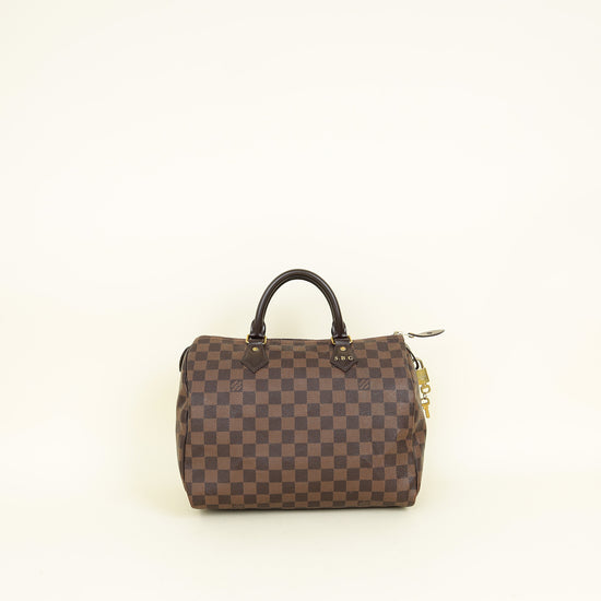 Louis Vuitton Brown Damier Speedy 30 Bag w/ Initials S.B.G.