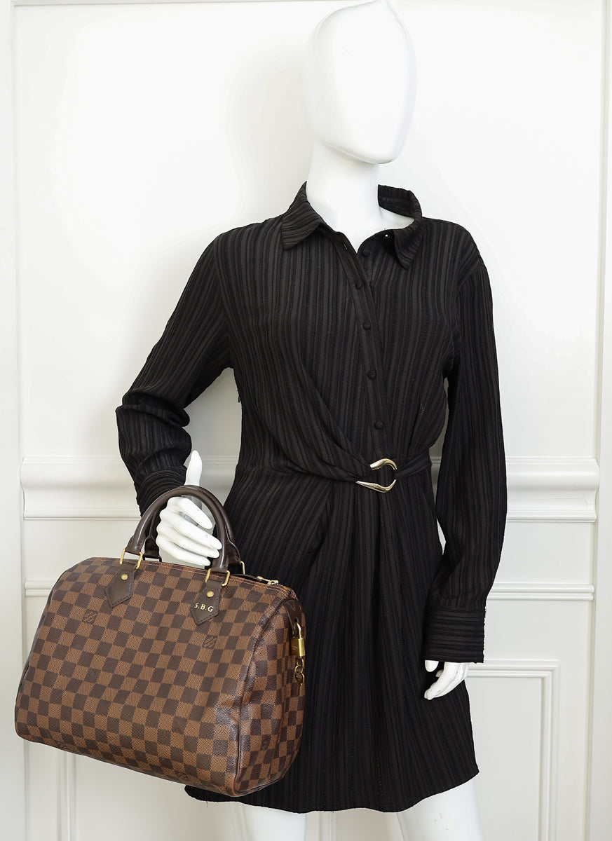 Louis Vuitton Brown Damier Speedy 30 Bag w/ Initials S.B.G.