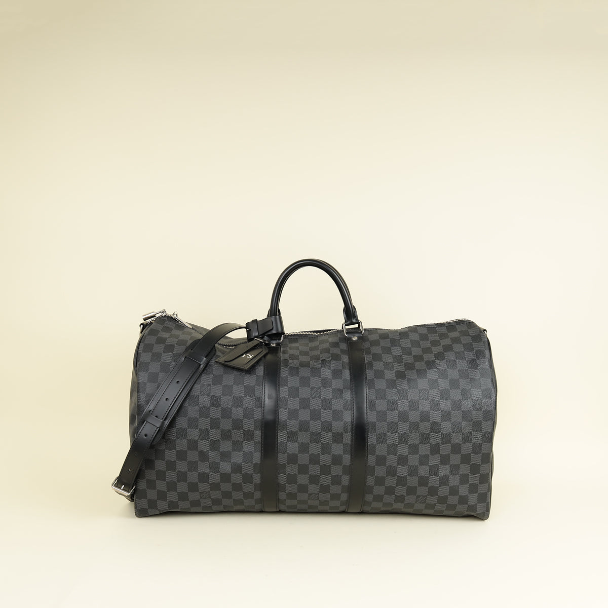 Louis Vuitton Black Damier Graphite Keepall Bandouliere 55 Bag w/ Initial MYS