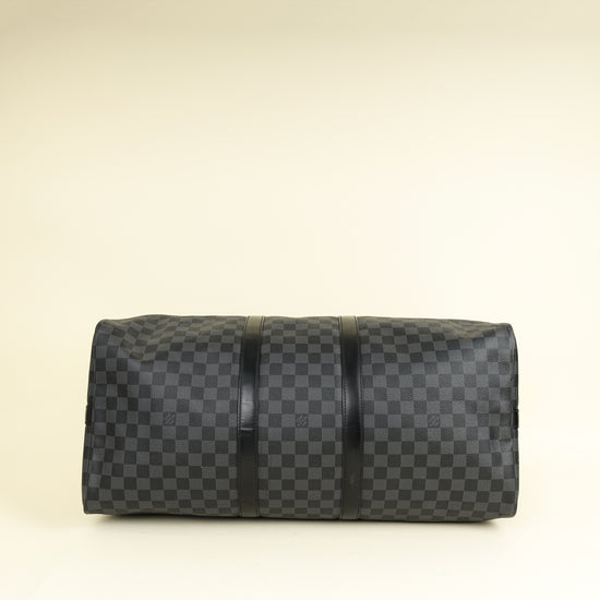 Louis Vuitton Black Damier Graphite Keepall Bandouliere 55 Bag w/ Initial MYS