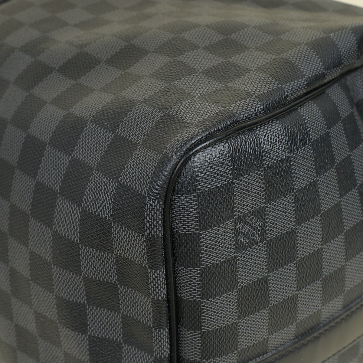 Louis Vuitton Black Damier Graphite Keepall Bandouliere 55 Bag w/ Initial MYS