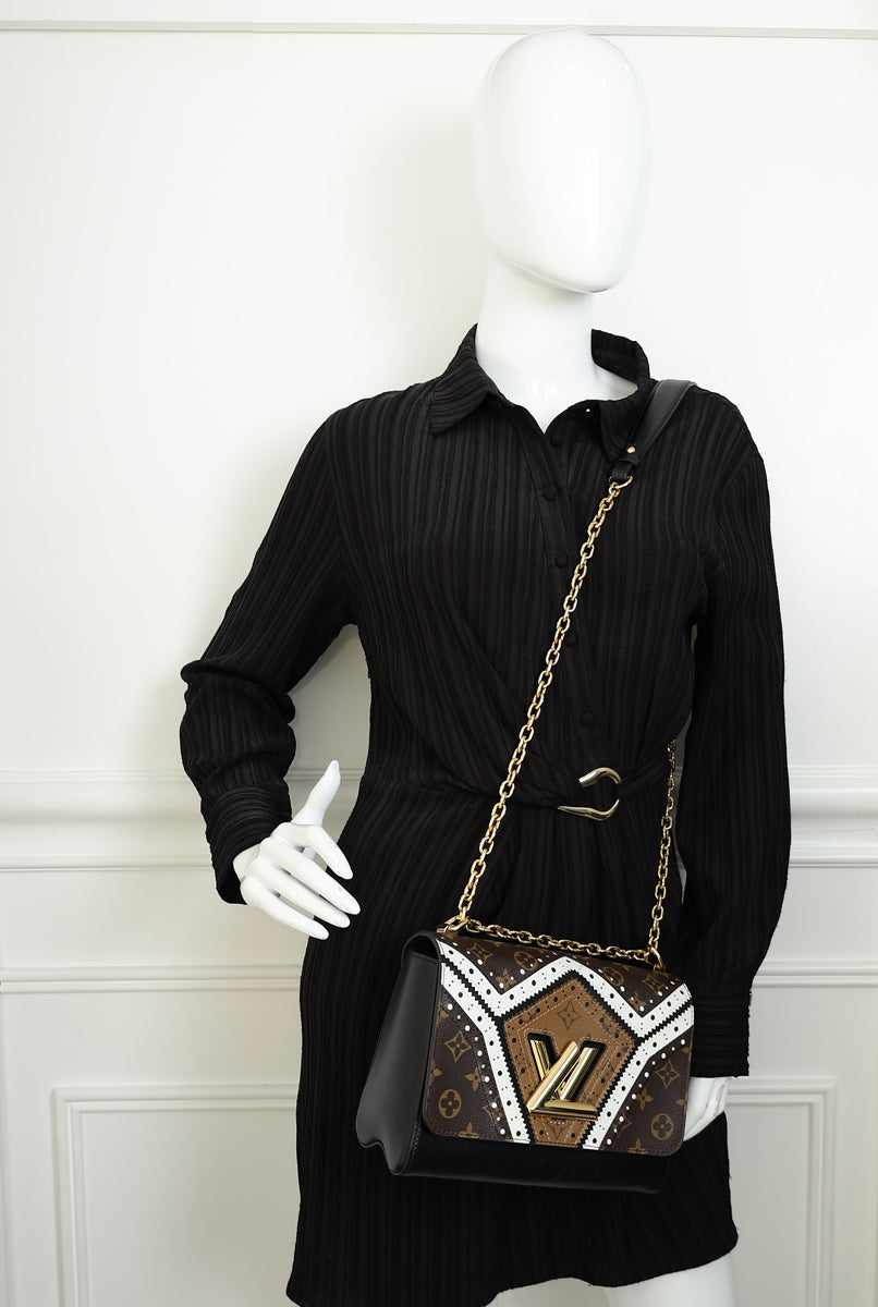 Louis Vuitton Black Veau Satin Monogram Twist MM Bag – THE CLOSET