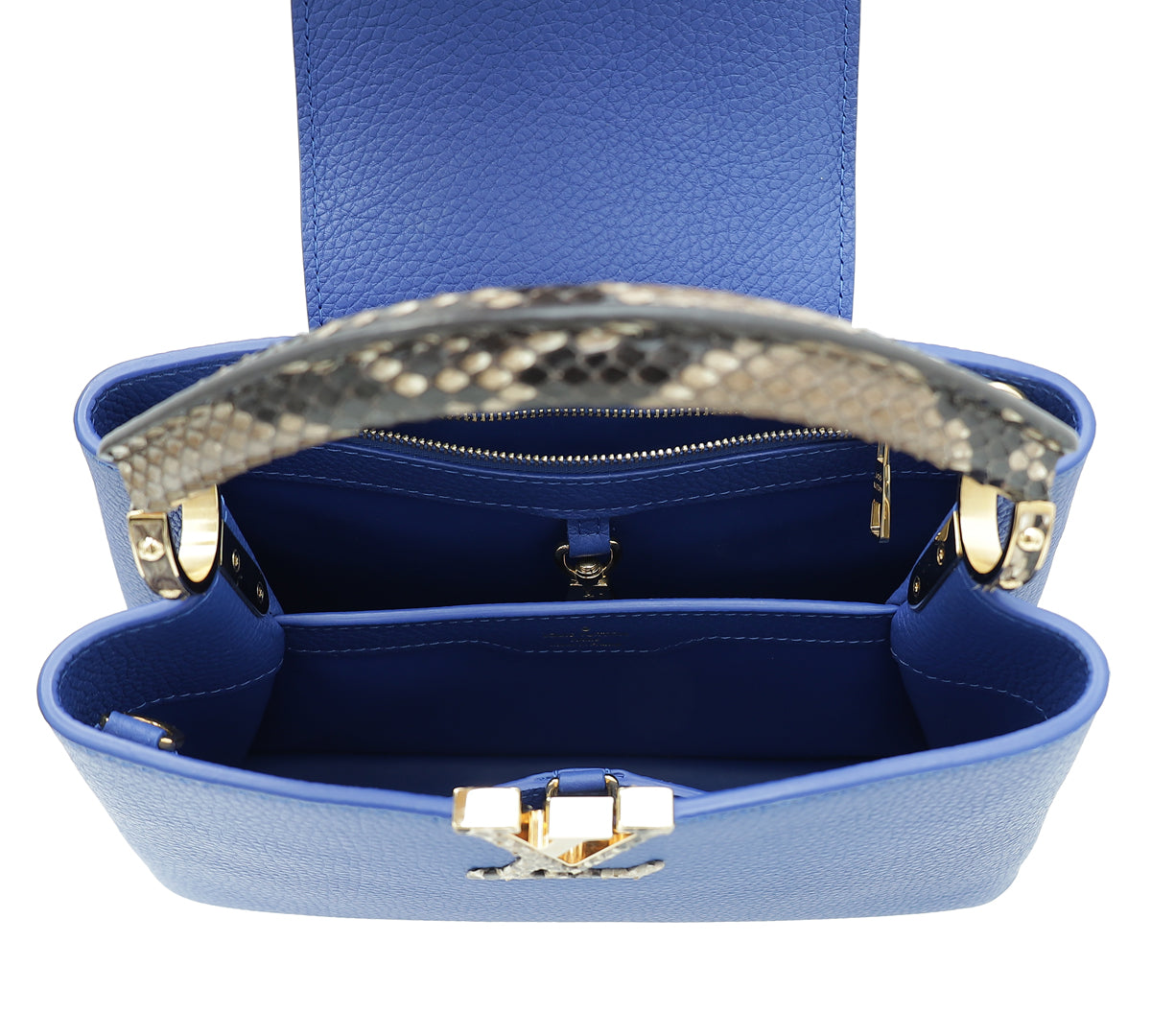 Louis Vuitton Blue Capucine BB Python Handle Bag