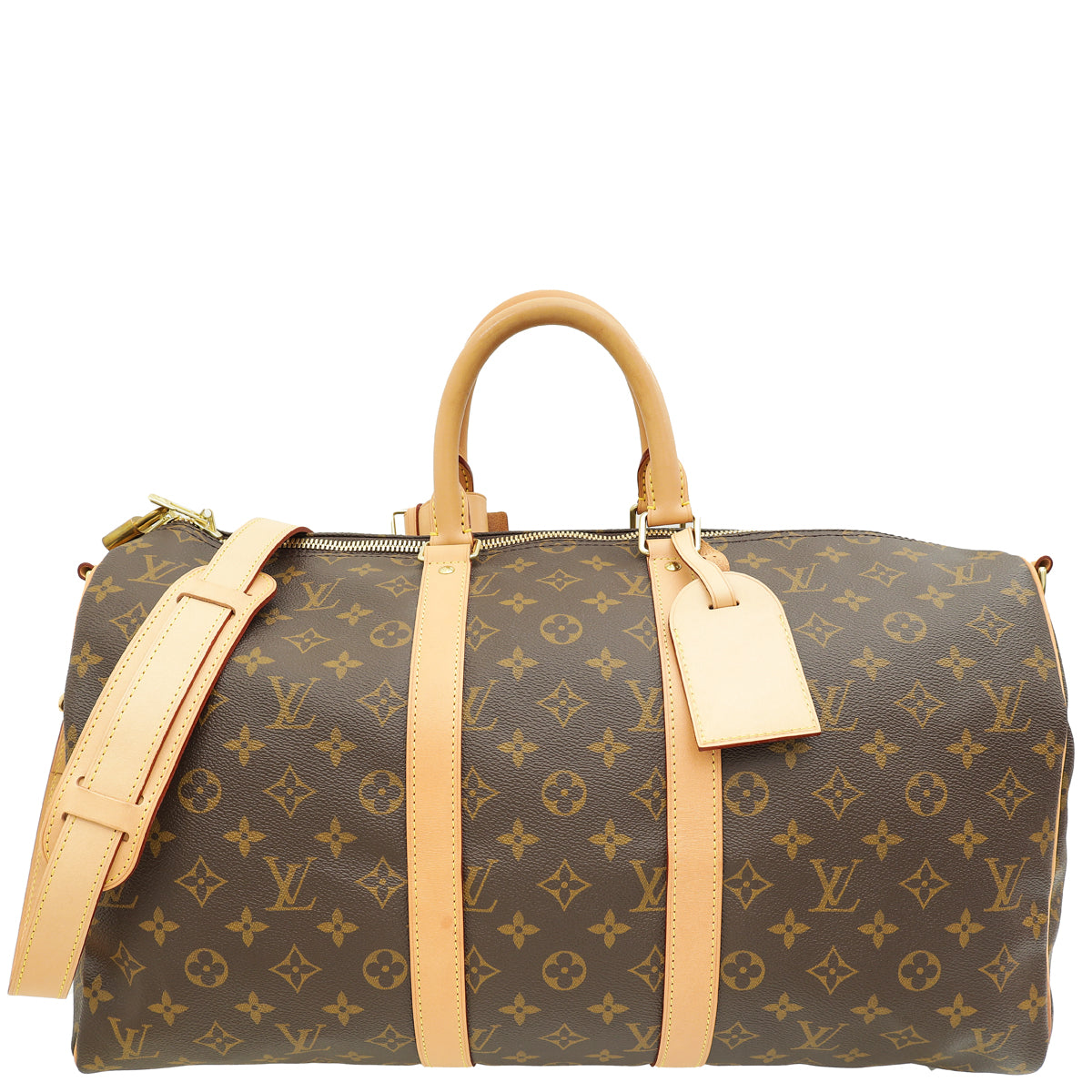 Louis Vuitton Brown Monogram Keepall Bandouliere 45 Bag W/ A.N Initials on Leather Tag-Louis Vuitton-THE CLOSET