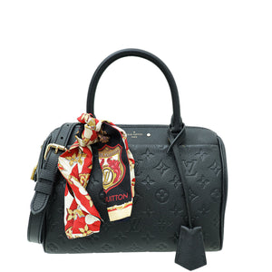 حقيبة لويس فويتون سوداء Monogram Empreinte Speedy 25 Bandouliere مع Twilly 