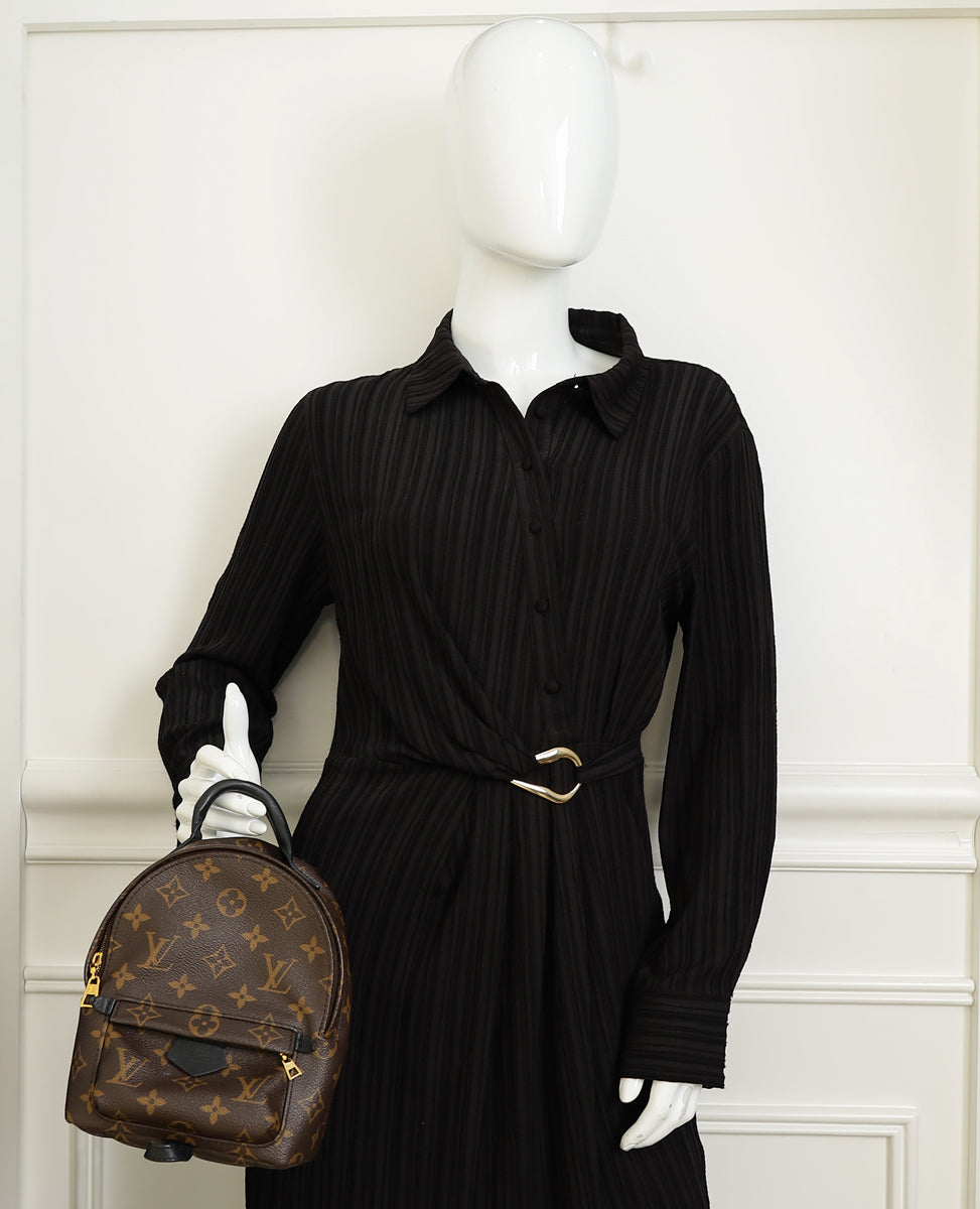 Louis Vuitton Monogram Black Palm Spring Mini Backpack Bag
