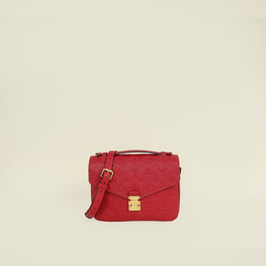Louis Vuitton Red Monogram Empreinte Pochette Metis Bag