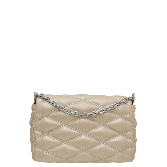 Louis Vuitton White Quilted Lambskin Leather GO-14 Malletage MM