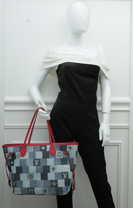 Louis Vuitton Neverfull MM Patchwork Monogram Denim Shoulder Bag