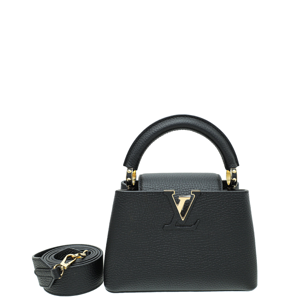 Louis Vuitton White Taurillon Leather Capucines Mini Bag at