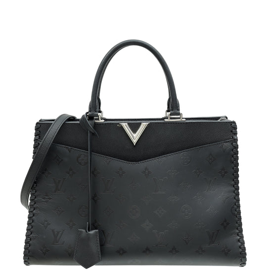 Louis Vuitton Black Monogram Cuir Plume Very Zipped Tote MM Bag