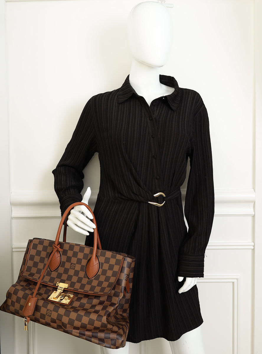 Louis Vuitton Ebene Damier Ascot Bag w/ Initial S