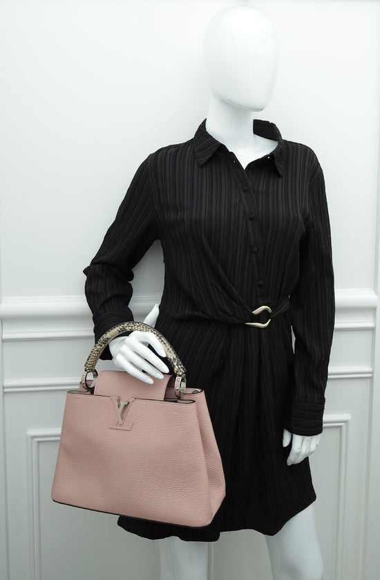 Louis Vuitton pink Python-Trim Capucines MM Top-Handle Bag